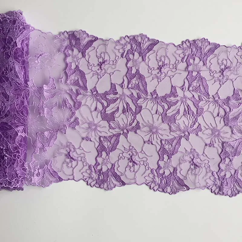 20Yds Purple Two Sides Embroidered Mesh Lace Trim DIY Lingerie Sewing Accessories Floral Embroidered Net Lace for Dress