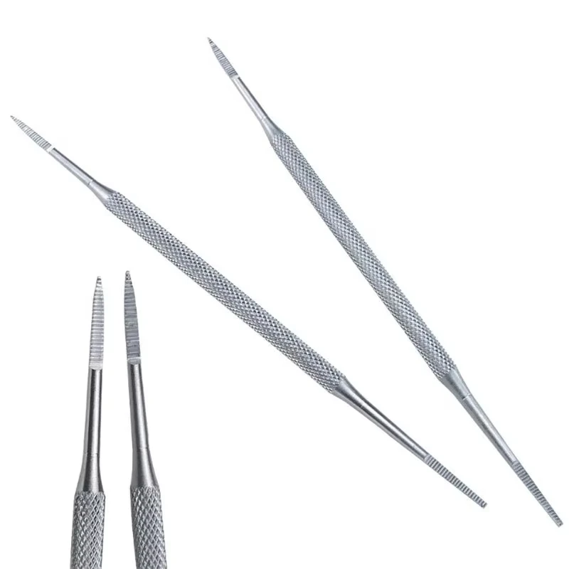Nail file with flat and curved edges, used for foot repair - stainless steel double-sided tool for cleaning feet and nails
