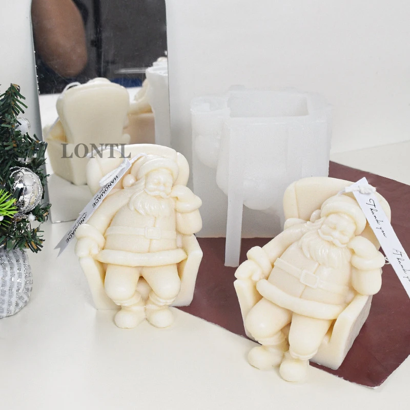 New Sleeping Santa Claus Silicone Candle Mold DIY Christmas Decoration Gypsum Resin 3D Crafts Casting Tools Home Gift Making