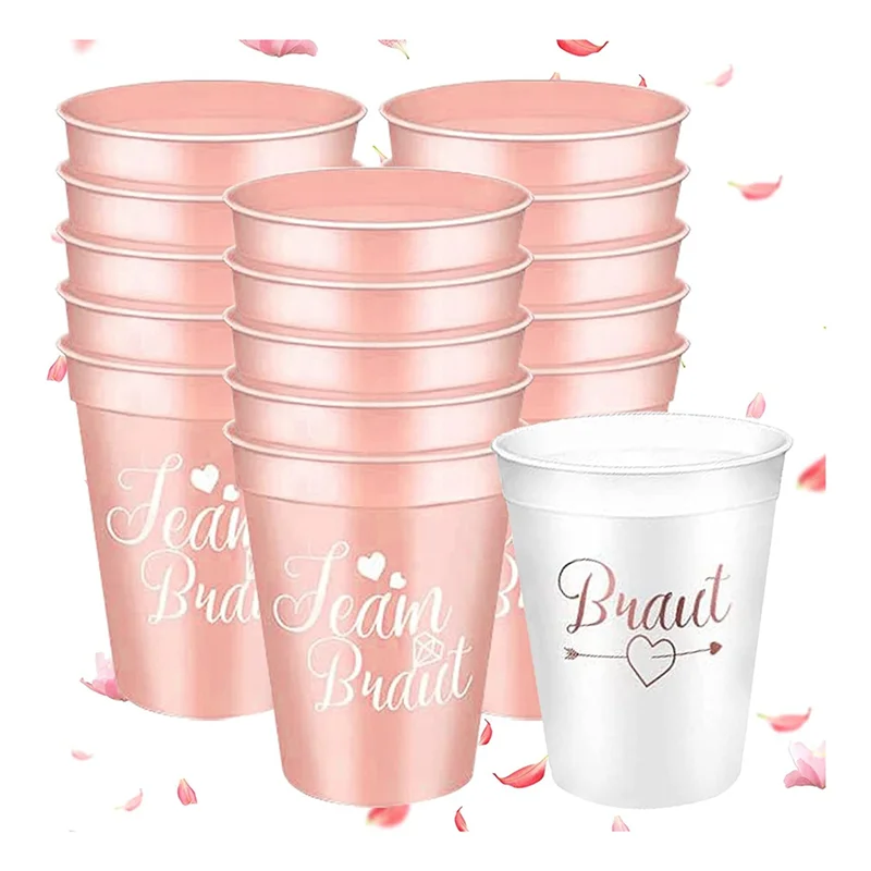 AT16 16 Pieces Team Bride and Bride to Be Bachelorette Party Cups, Bridal Maid Decorations, Bachelorette Party Cups