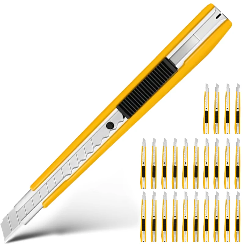 4/24 Pack Box Cutter Retractable, Utility Knife 9MM Wide Snap-Off Blades, Exacto Knife for Cutting Box, Wrapping, Cardboard