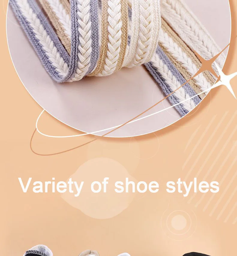 Flache Weizenkolben-Schnürsenkel für Sneaker, gedrehte Zöpfe, Marshmallow-farbene, bunte Schnürsenkel, Baumwoll-Canvas, strukturiertes Gewebe, klassische Schuhbänder – Detail 6