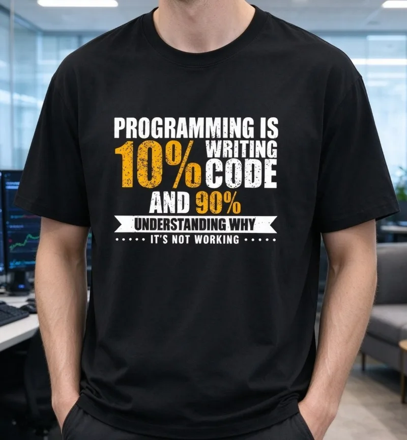 Programming Is 10 Writing Code And 90 Understanding Why T-Shirt Men Modal Short Sleeve Funny Tech Programmer Casual Tee