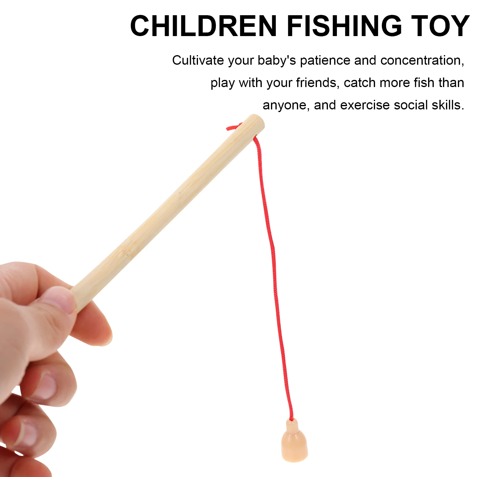 6 Pcs Wooden Fishing Rod Interesting Toy Game Pole Magnet Magnetic Rods Kid Child Toys