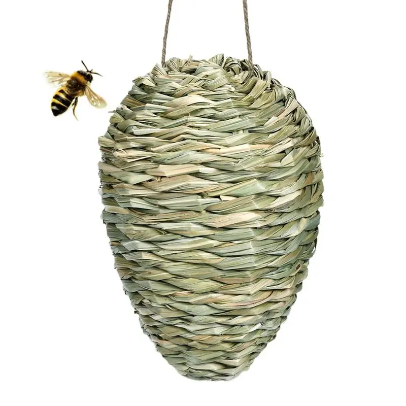 Wasp Nest Decoy Fake Bees Hornet Nest Traps Hangable Woven Decoration Artificial Bee Hive For Porch Patio Orchard Outdoor Garden