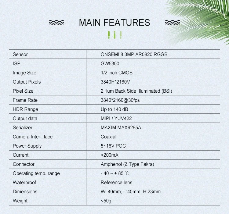 كاميرا A + Jetson AGX Orin SENSING GMSL AR0820C-5300-GMSL2 مع Z Type Fakra للوحة الناقل RTSO-2001 وRTSO-2002 #3
