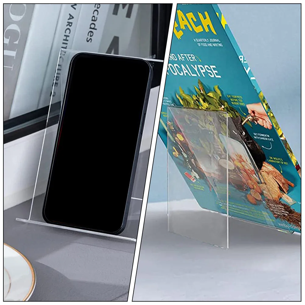 

3pcs Desktop Acrylic Book Stands Transparent Book Holder Clear Storage Stand Lightweight Display Rack Organizer Phone