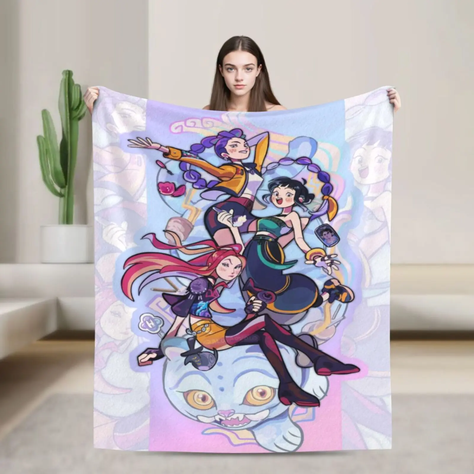 

Одеяло K-Pop Demon Hunters, мягкое уютное одеяло, подарок, теплые фланелевые одеяла и пледы для дивана, дивана-кровати, идеальный подарок