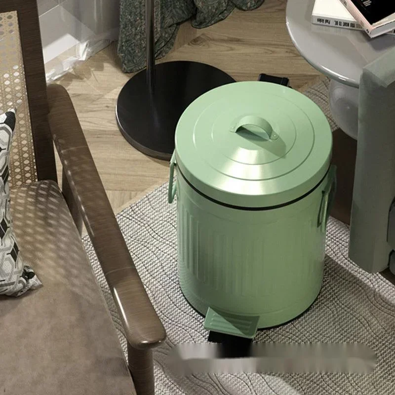 Nordic Retro FootOperated Trash Can  Stainless Steel with Lid Storage Bin for Bathroom Kitchen Decor Practical Elegant Solution