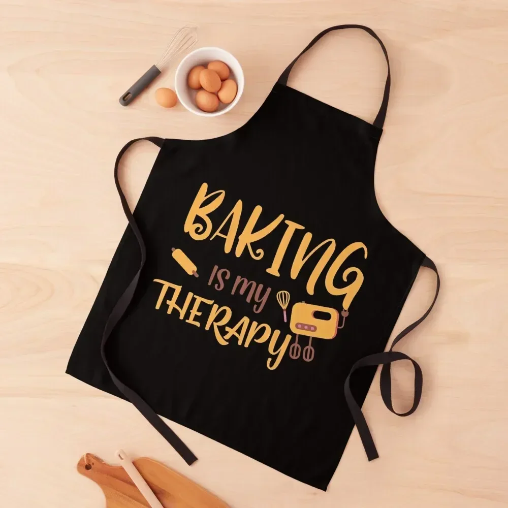 

Baking is my therapy Apron Camping Kitchens Woman Apron