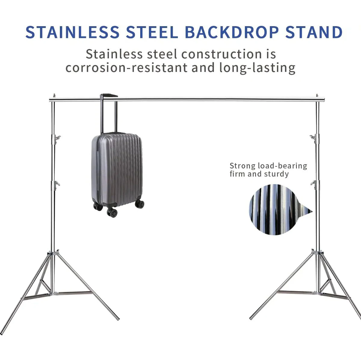 Backdrop Stand Stainless Steel 2.8*3M Adjustable Photo Studio Backdrop Support System Kit with Carry Bag for Photography Studio