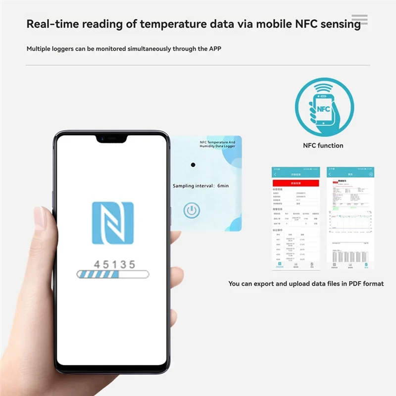 

Беспроводной регистратор данных ABAN NFC, 180-дневный регистратор данных, ЖК-индикатор, 500 000 групп для химических NFC
