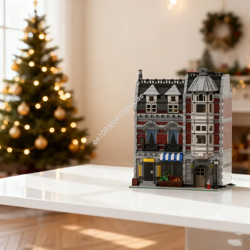 

2940pcs MOC Dark Red Green Grocer Modulared Model Building Christmas gifts blocks Assemble toys creative idea Education Kids