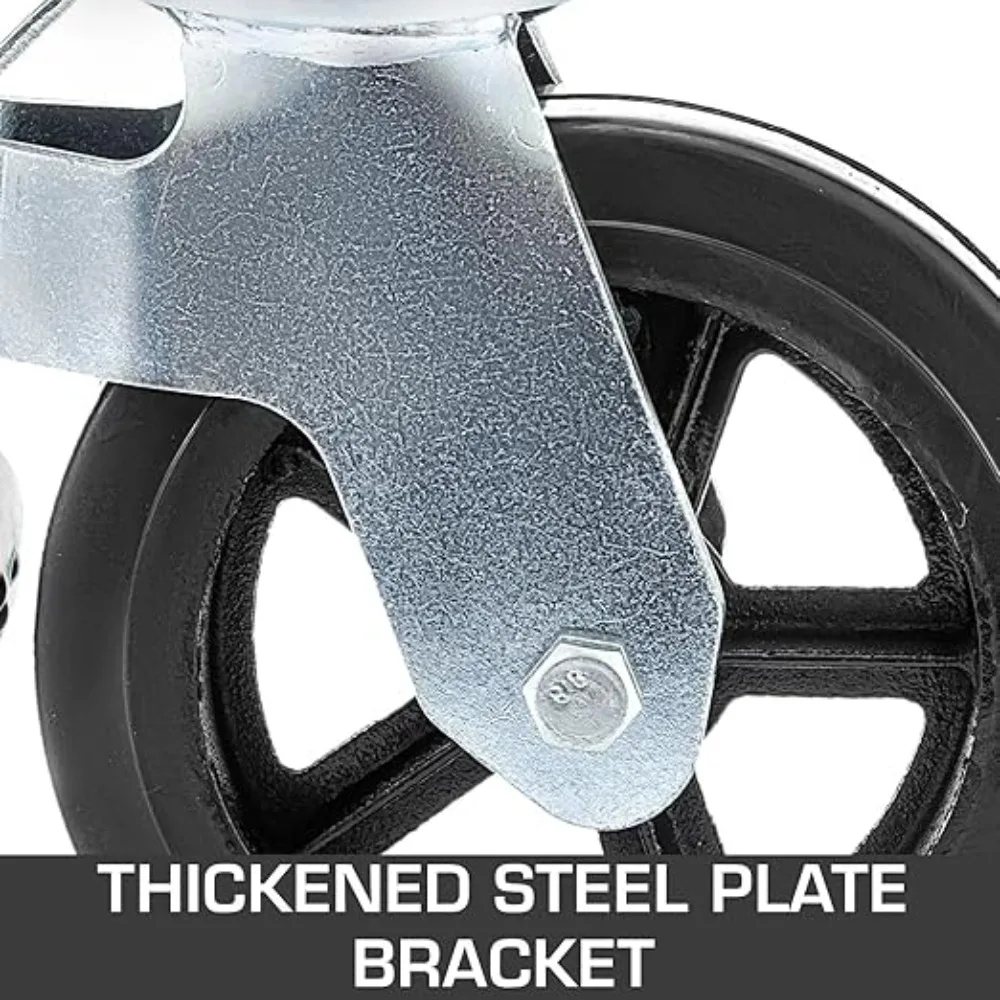 8 Inch Heavy Duty Scaffolding Rubber Swivel Caster With Dual Locking 1100LBS Capacity Per Wheel 360 Degrees