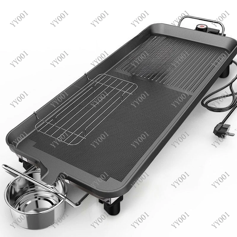 Korean Style Electric Grill Smokeless Indoor Barbecue Plate Non-Stick Baking Tray for Home Cooking