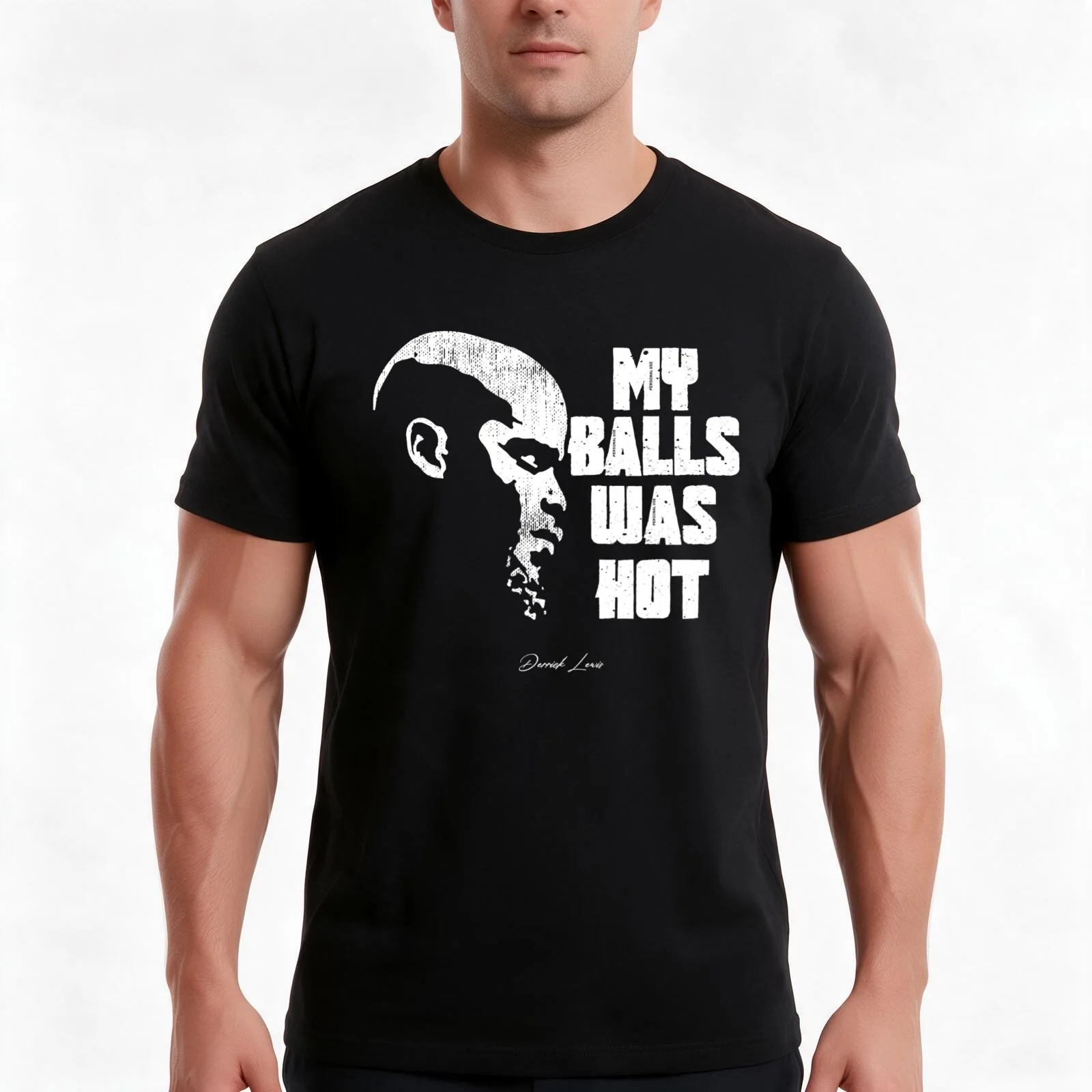 Derrick Lewis My Balsl Was Hot T-Shirt, Summer Casual Cotton Tee, Oversized Streetwear Tops, Vintage Graphic Print, 100% Cotton