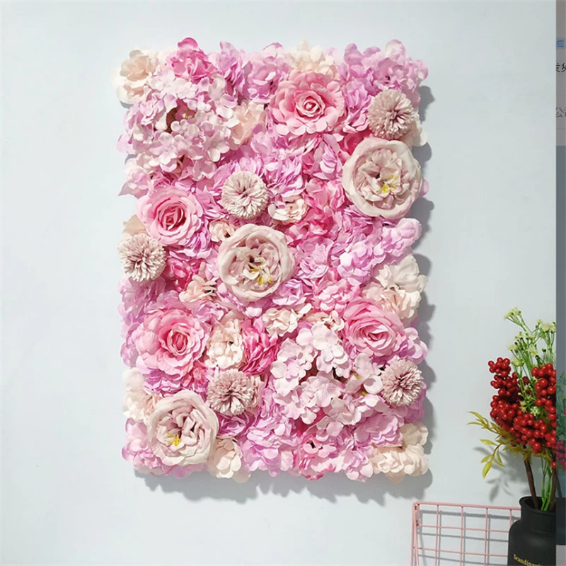 

Artificial Silk Rose Hydrangea Flower Wall 3D Wedding Party Decoration Background Fake Flowers 40x60cm