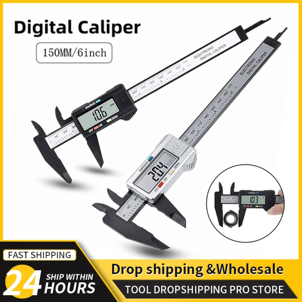 150mm Electronic Digital Caliper Carbon Fiber Dial Vernier Caliper Gauge Pachometer Digital Ruler Micrometer Measuring Tools