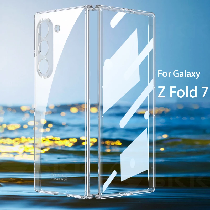 GKK Luxury Plating Clear Case For Samsung Galaxy Z Fold 7 6 Front Screen Glass Protective Plastic Cover For Galaxy Z Fold7 Case