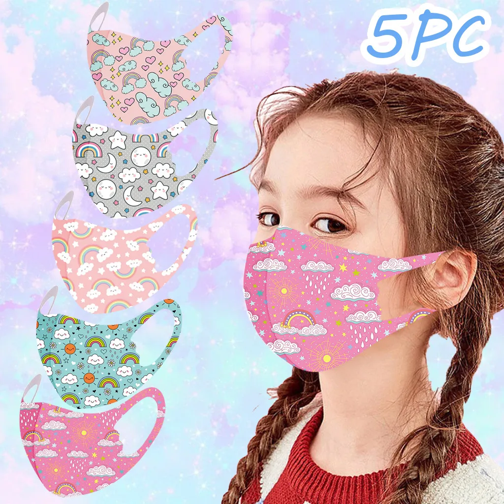 5 Pcs Children Boys Girls Washable Special Cartoon Pattern Mask Pressure-Free Child-Friendly Mask For Long-Term Wear маска