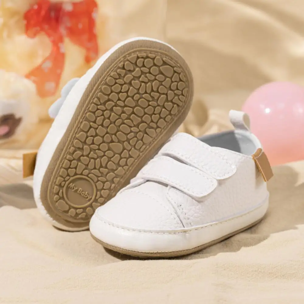 New Baby Casual Shoes Vintage Leather Classic Color Matching Baby First Walker Shoes Rubber Sole Soft Non-slip Toddler Crib Shoe