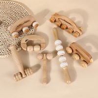 Manual Massager Hemu Cervical Spine Face Legs Massage Stick Roller Massager Bamboo Wood Massage Hammer Tool