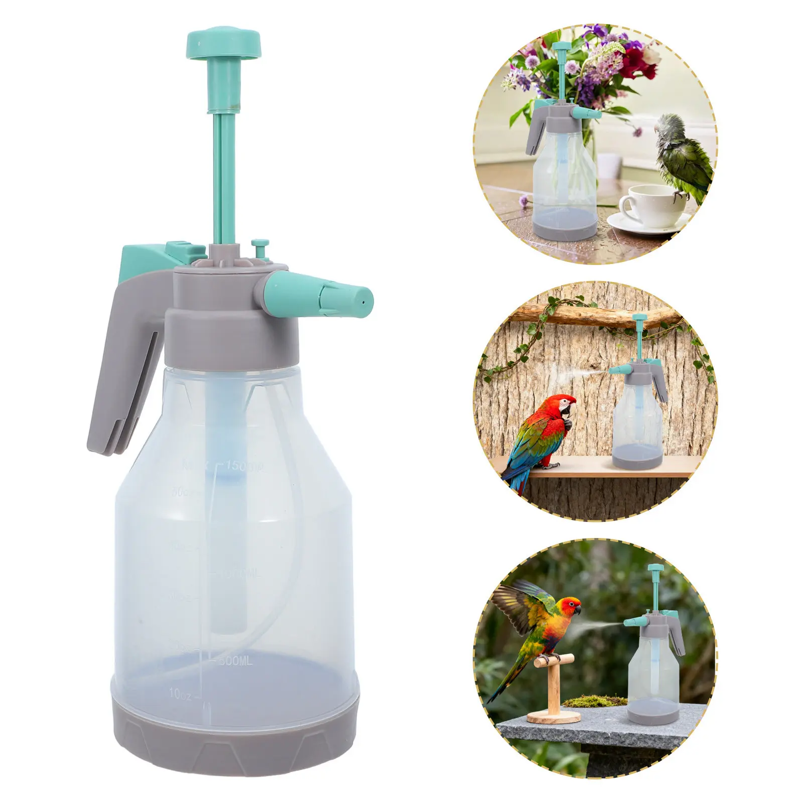 1.5L Ergonomic Bird Bath Sprayer for Parrots Macaws Cockatiels Parakeets Small Bird Cage Bath Misting System Portable Grooming
