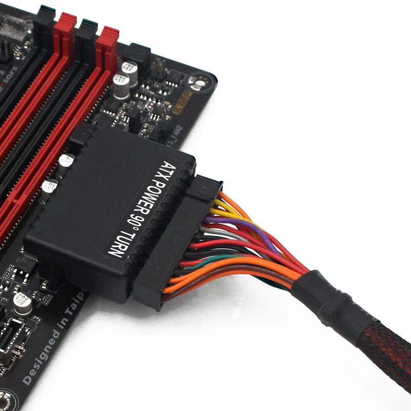 Conector de alimentación de placa base de ángulo de 90 °, 24 P ATX, placa base Modular de 24 Pines, adaptador de enchufe de alimentación, adaptador de Cable de suministro de placa base