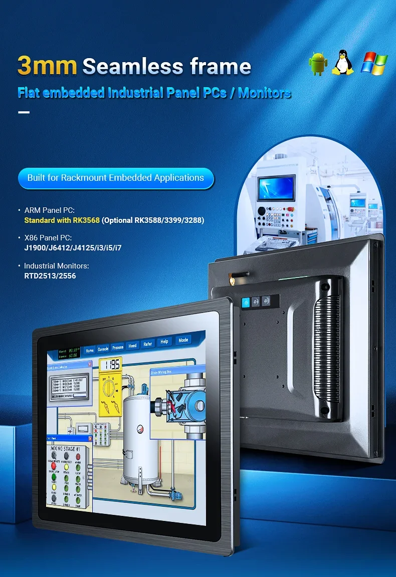 2026 High Brightness Sunlight-Readable Win10 Android OS IP65 Resistive Touchscreen Industrial Automation Panel PC Embedded Andro