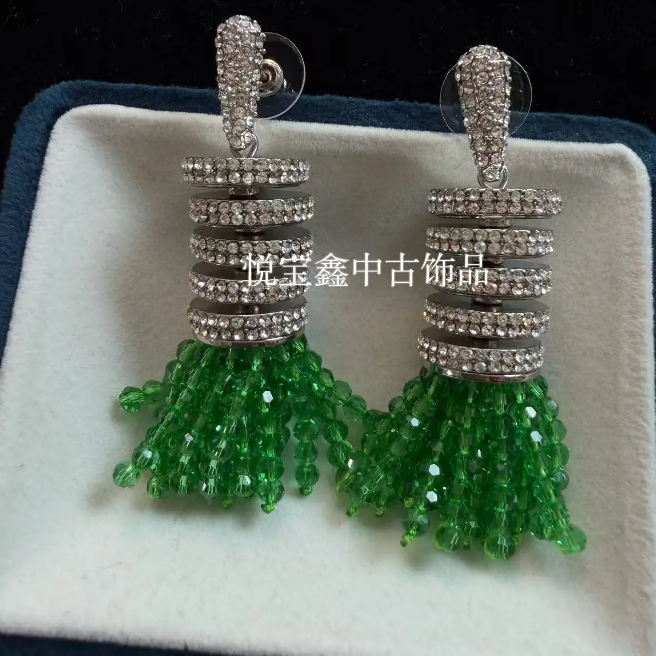 heavy industry exaggerated vintage tassel inlaid stud earrings 925 silver needle for women