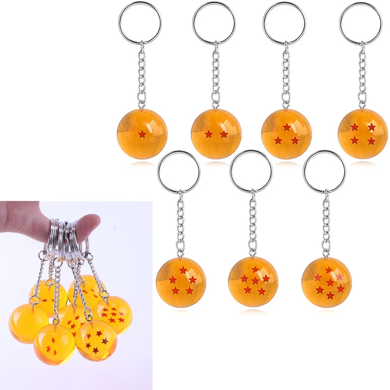 Anime Dragon Ball Z Keychain Accessories 1 2 3 4 5 6 7 Star Dragon Balls Crystal Ball Resin Pendant Gift For Boys and Girls