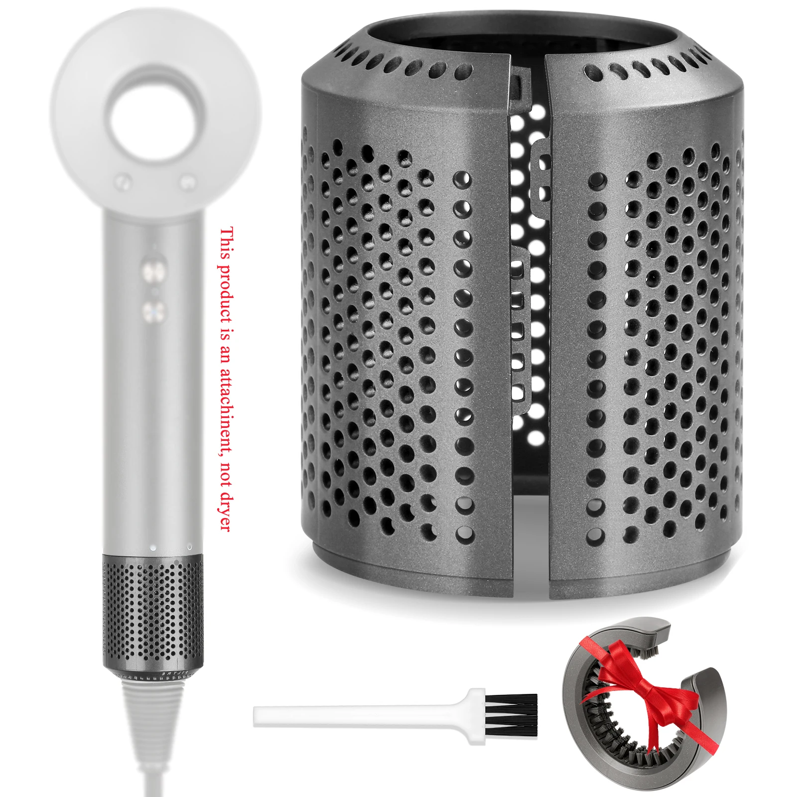 

Supersonic HD01/HD03/HD08/HD15 Compatible Hair Dryer Accessory External Filter Replacement Part with Cleaning Brush (Metal Grey)