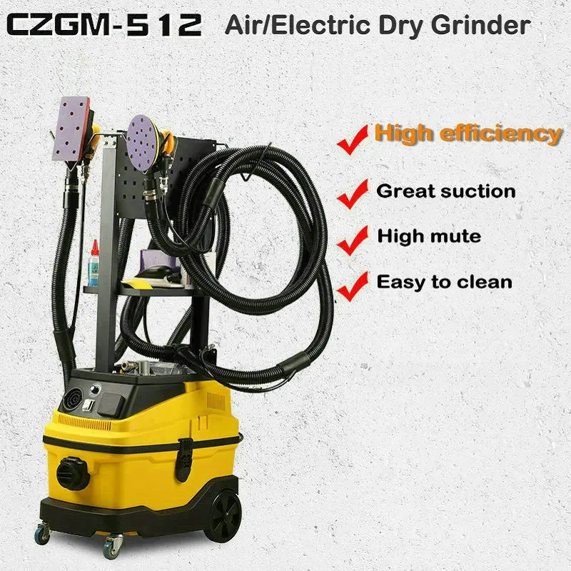 2000W GM512Pneumatic Electric Grinder Auto Dust Free Dry Grinder Spray Paint Putty Atomic Ash Paint Sandpaper Vacuum Air Grinder