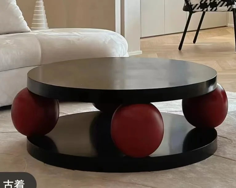 

Design art round living room simple modern coffee table coffee table original retro custom small apartment burgundy fixed