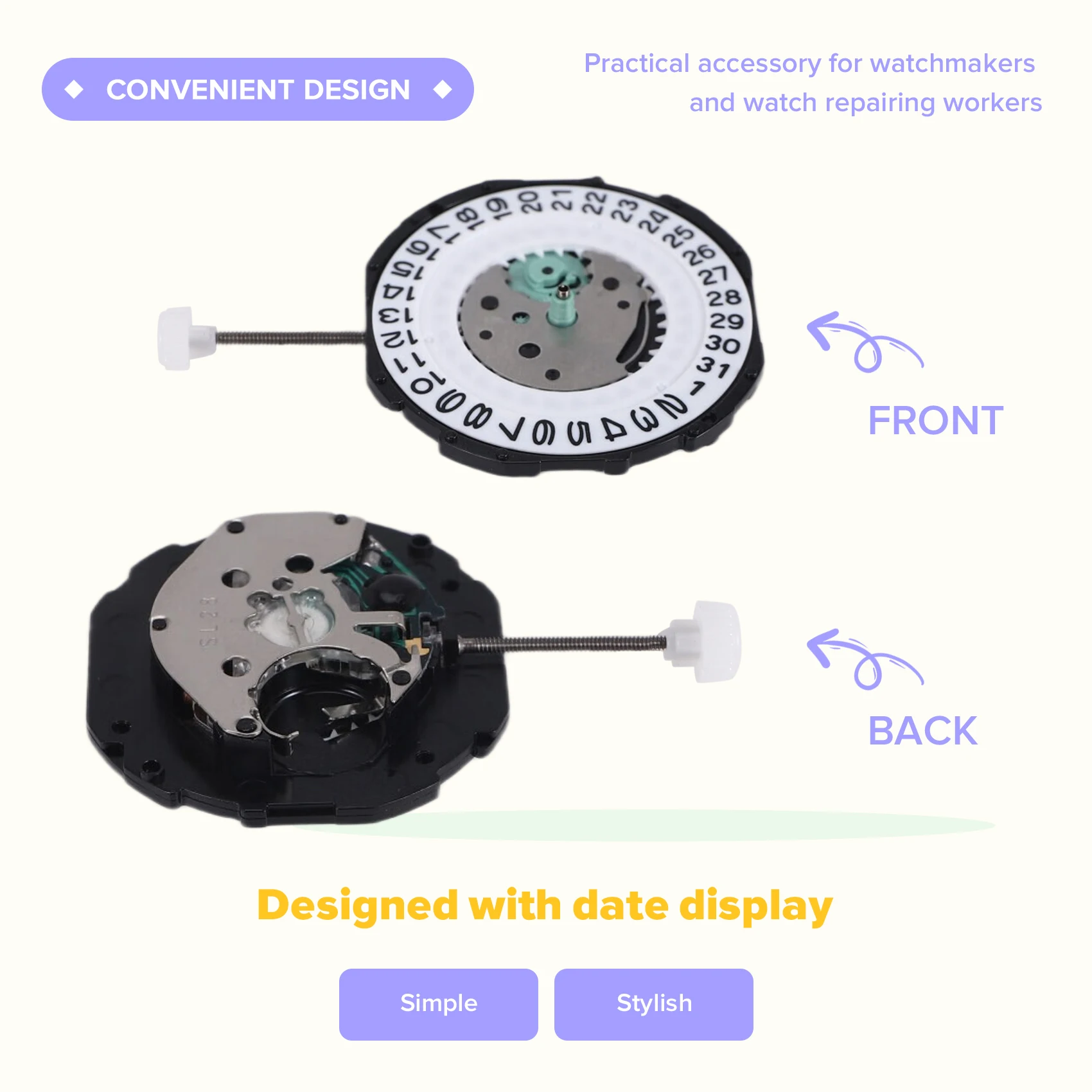 ●Watch Movement,Three Hands Movement Movement Quartz Watch Movement, SL28 for Watch Repair Accessory Men(Single Calendar)