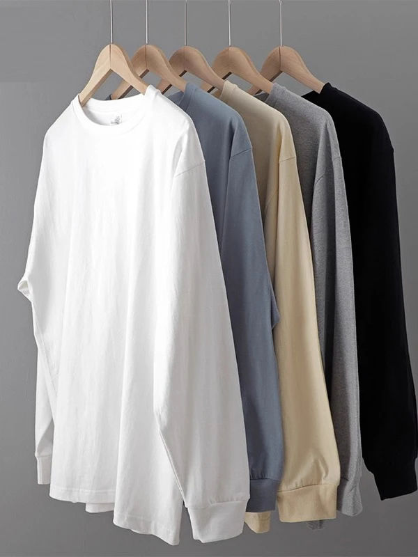 Solto longo sve redondo ne base irt masculino primavera outono camiseta confortável interior usar simples camisola coreano sle