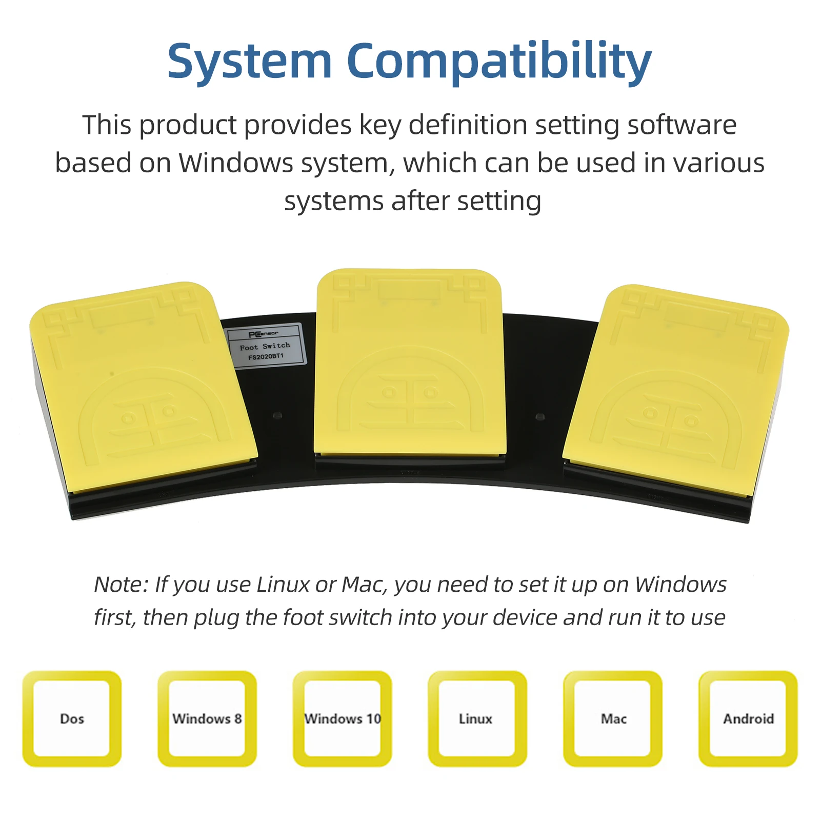 FS2020BT1 Triple Foot Switch Multifunctional Customized Foot Pedal USB+BT Dual-mode Connection Mechanical Switch Wide Applicatio