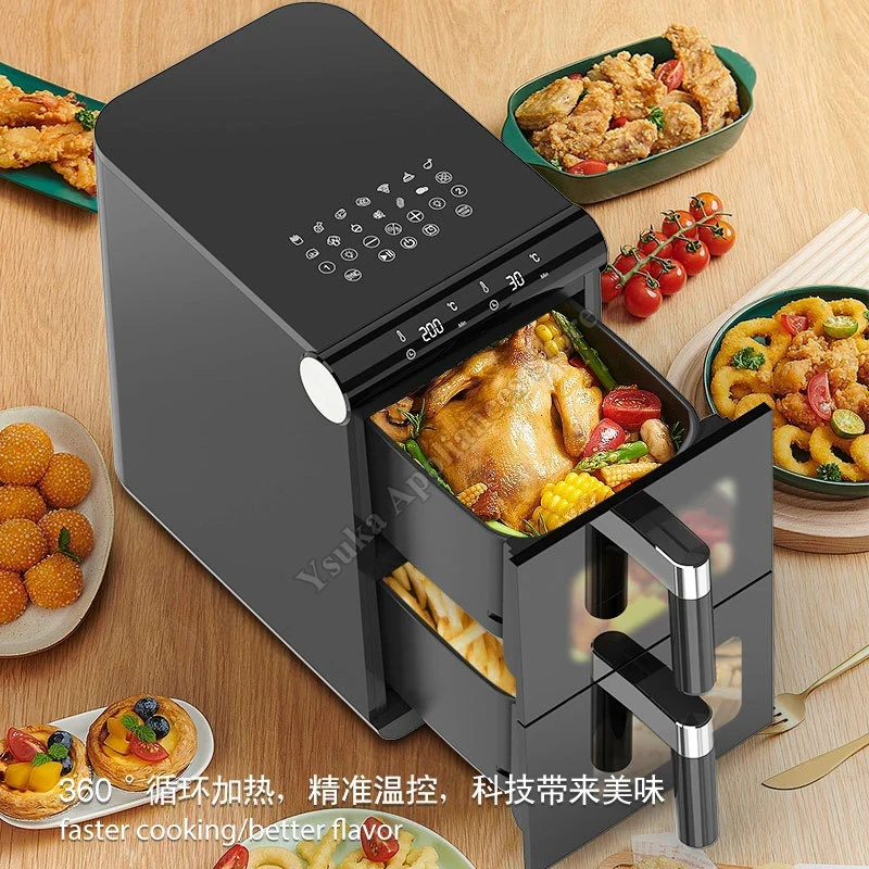 

(Sea shipping) Air Fryer Large Capacity Intelligent Touch electric frying pan Visible Double Pot Air Fryer Multifunctional Autom