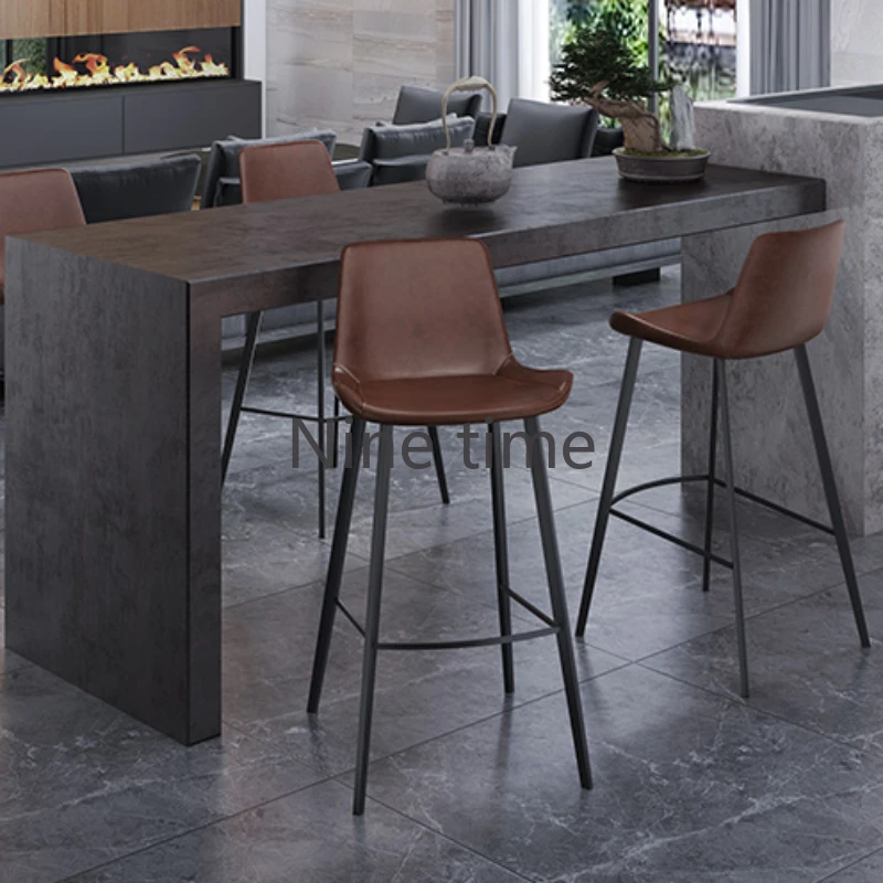 Apartment Midcentury Bar Chairs European Salon Leather Garden Accent Bar Stools Commercial Party Sgabello Cucina Home Furnitures