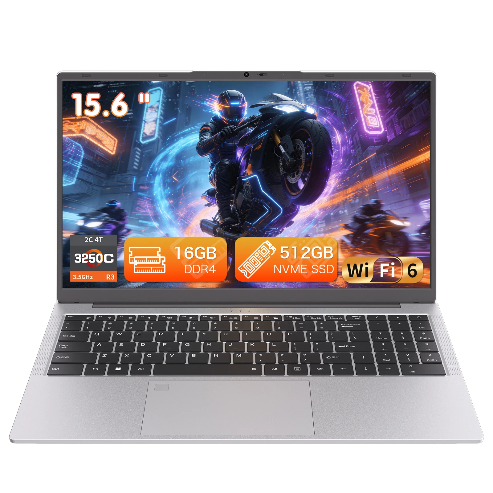 15,6-Zoll-FHD-IPS-Laptop mit AMD Ryzen 3 3250C (bis zu 3,5 GHz), 16 GB RAM, 512 GB M.2-NVMe-SSD, Windows 11 Pro, WLAN 6, Bluetooth 5.3, zwei Typ-C-Anschlüsse, HDMI, PC für Büro und Studium