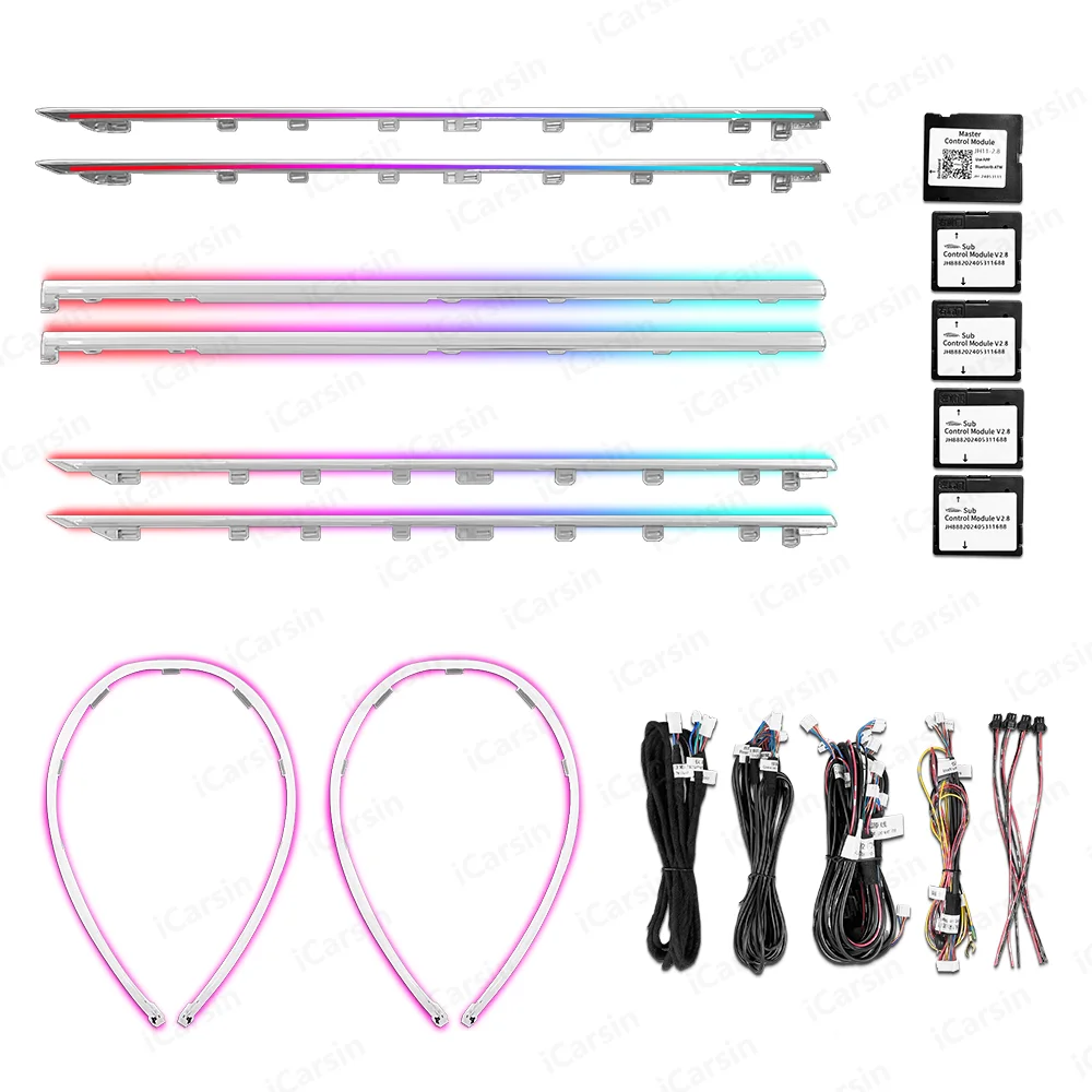 

Icarsin RGB 128 Colors Ambient Light for Model X 2022+ Plaid Long Range Interior Lighting Laser Carving LED Upgrade Kit
