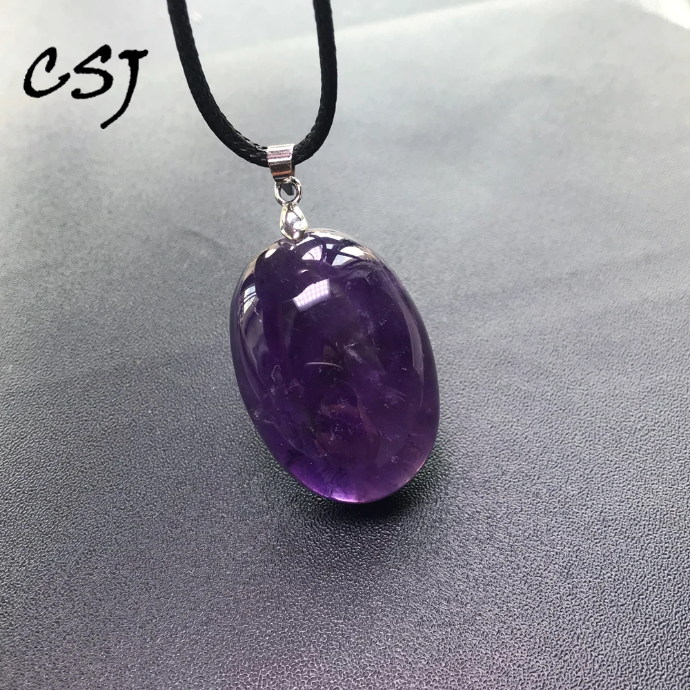 

CSJ Natural Amethyst Pendants Real Gemstone Fine Jewelry for Women Wife Lady Best Nice Birthday Party Gift