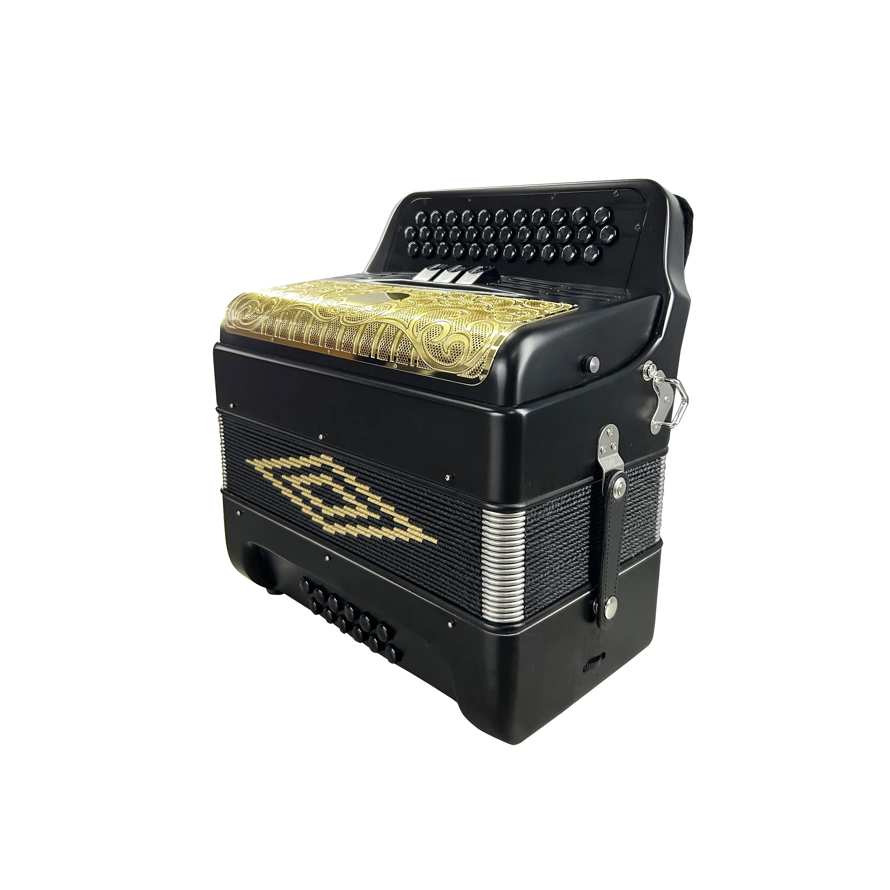 المهنية 34 زر الأسود ماتي الأكورديون JB3412C 12 باس و 3 سجلات الذهب شواء Diatonic آلة موسيقية الأكورديون