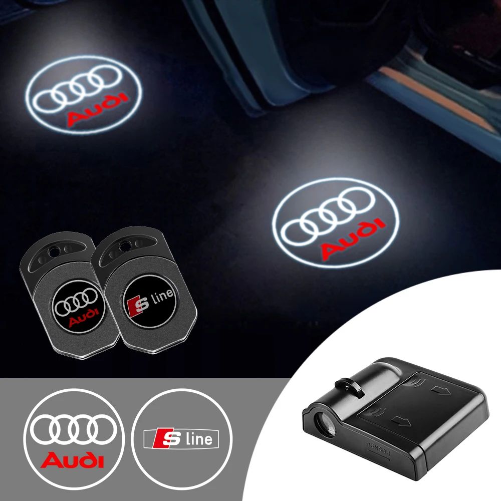 1pc LED HD Car Door Magnetic attraction Welcome Light Laser Projector Logo Ghost Shadow-Light For Audi Sline A3 A4 B6 B8 B7 A6