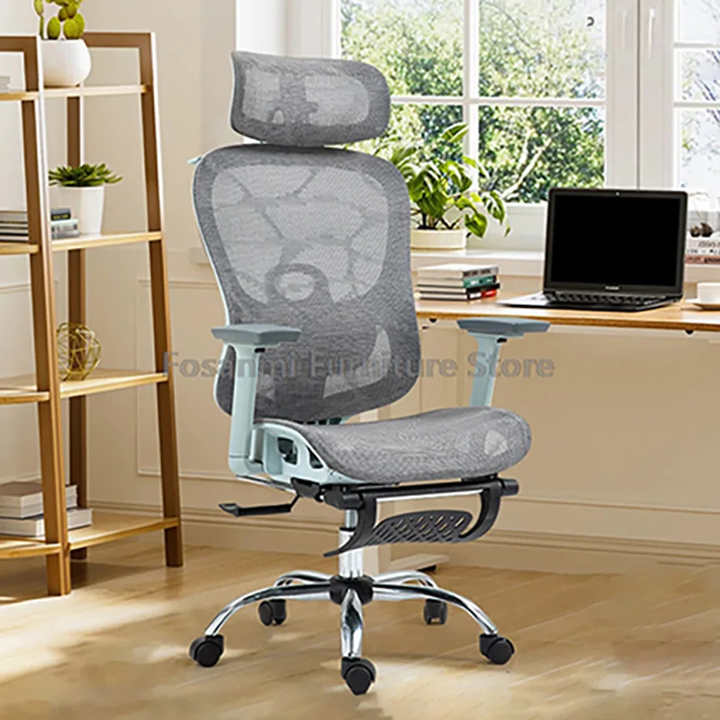 Sedia per computer ad altezza regolabile con supporto lombare e poggiapiedi Sedia ergonomica in rete con schienale reclinabile per scrivania da ufficio per la casa