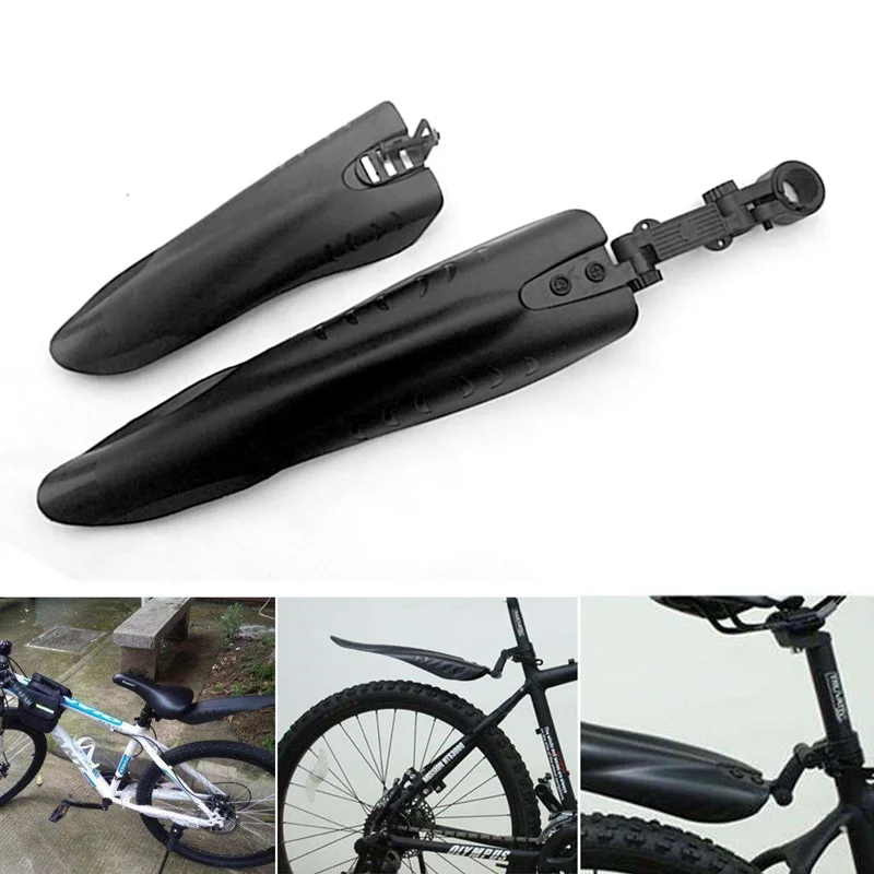 Black Mountain Bike Bicycle Road Tire Front Rear Mudguard Fender Set Mud Guard Big Flying Fish