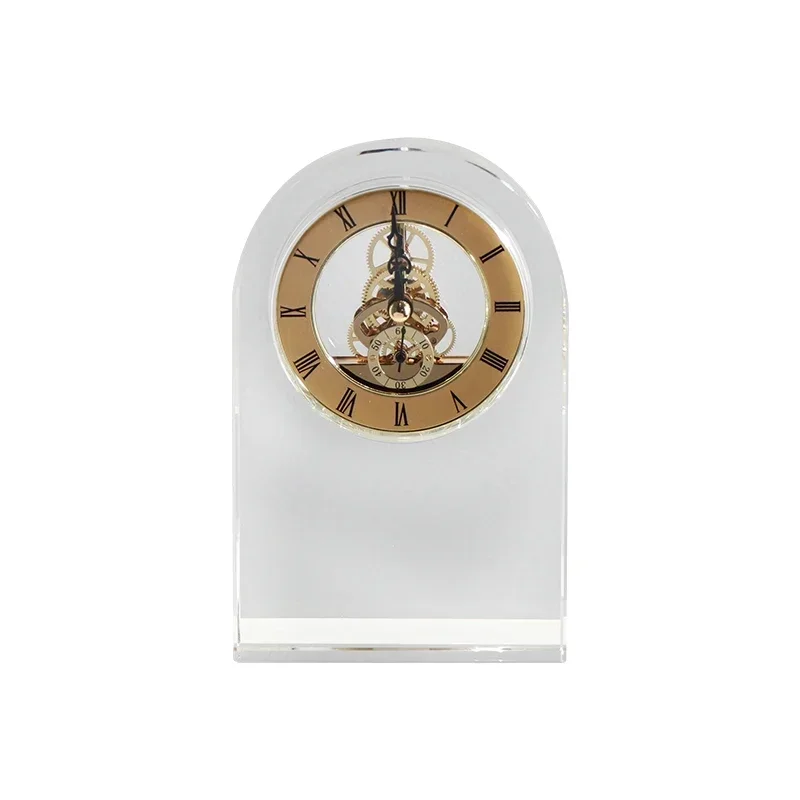 

Vintage Mechanical Clock Crystal Transparent Clock Indoor Tabletop Decoration Home Mechanical Watch Living Room Decoration