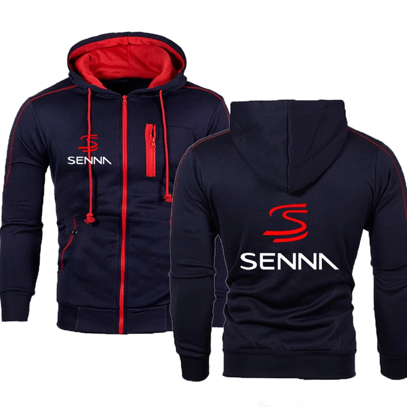 Men's Jacket Senna Logo Print Spring Autumn Hooded Jacket Men Hoodies Sweatshirt Casual Fashion Tracksuits