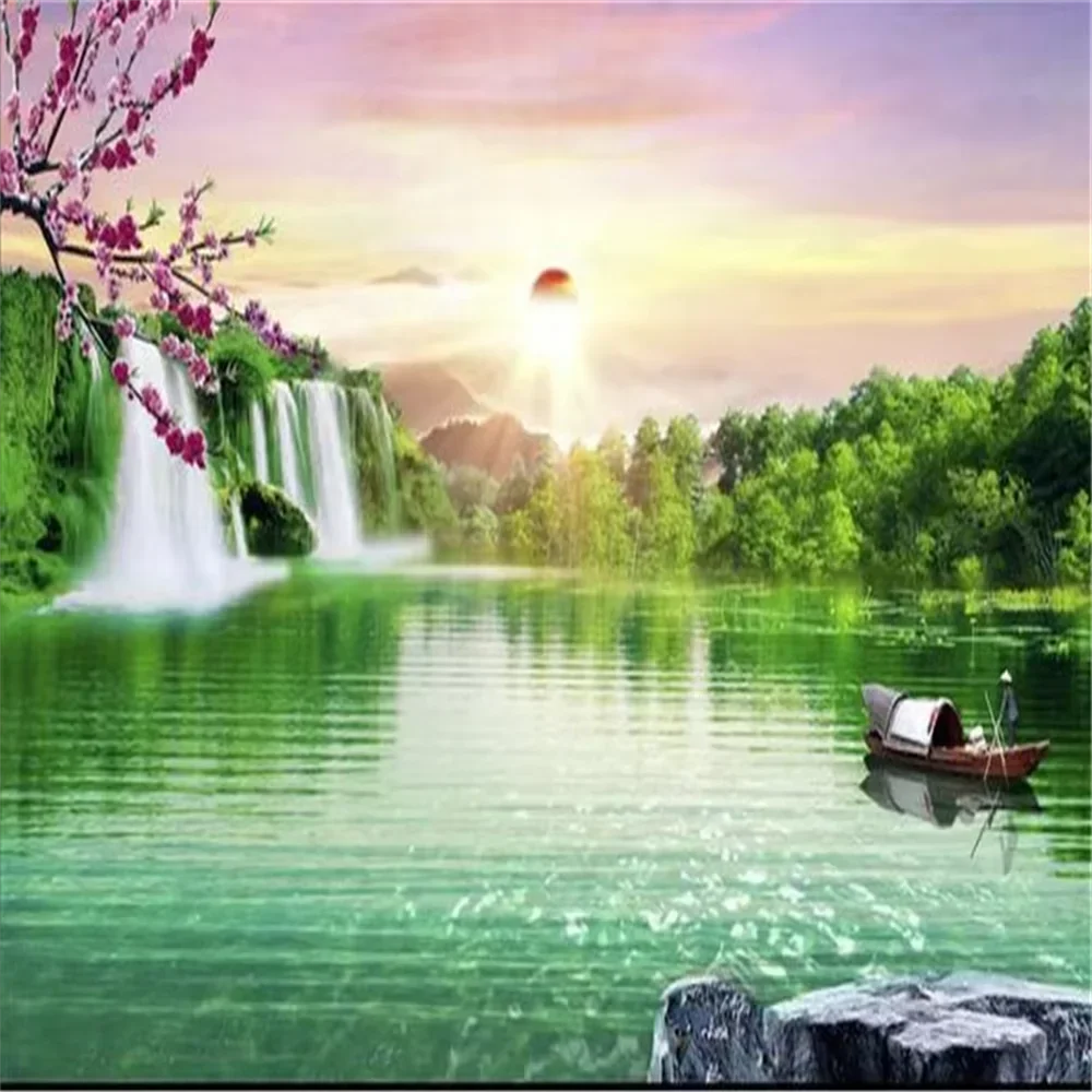 beibehang New style abstract 3D murals TV background wallpaper murals silk cloth cartoon underwater green guests wallpaper