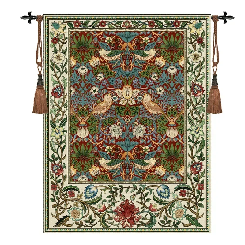 William Morris Strawberry Rich  Lucky Bird Tapestry Textile Decorative  Wall Hanging Tapestry for Home Decorative 68*88cm